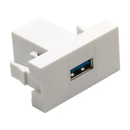 Розетка информационная USB для передачи данных, 1мод., бел. (22.5х45мм), USB3.0, серия (тип) D