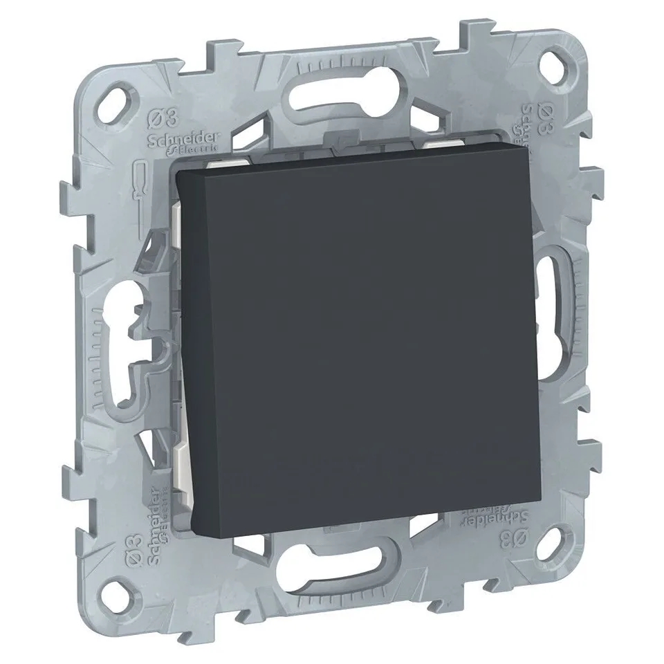 Выключатель Schneider Electric Unica, NEW 1-клавишный, кнопочный, схема 1, 10 A, антрацит