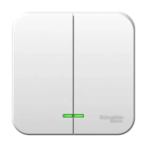 Выключатель Systeme Electric Blanca, открытой установки 2-клавишный (cх.5) с подсветкой, 6А, 250В, белый