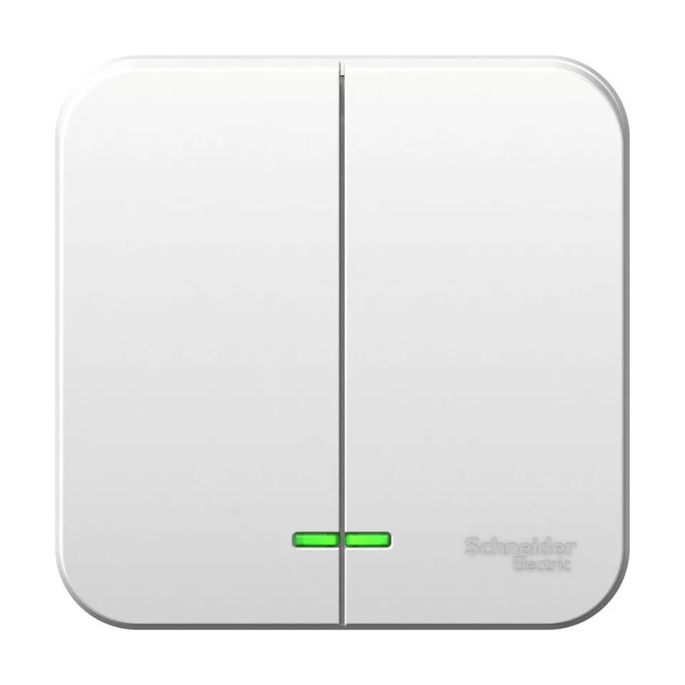 Выключатель Systeme Electric Blanca, открытой установки 2-клавишный (cх.5) с подсветкой, 6А, 250В, белый