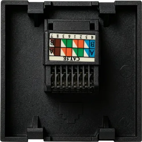 Розетка DEC RJ45 UTP кат.5e, 2мод., черн. матовая (45х45мм)