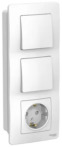 Блок Systeme Electric Blanca, скрытой установки : розет з/к шт 16А, 250В+выкл 1кл. с подсв+выкл 1кл. белый