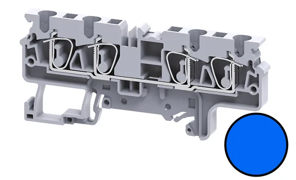 Клемма проходная CX4/4BU /6x86,2mm, пружинная, 4 присоед., 4(max 6)mm2, 32A, 1000V, синяя