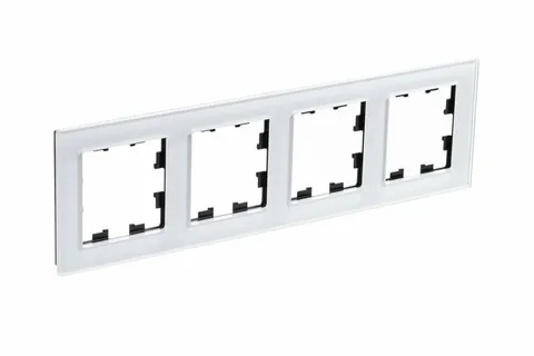 Рамка Systeme Electric AtlasDesign, 4-постовая, стекло белый