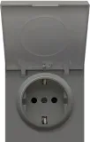 Накладка для розетки Schuko с крышкой, 16A 250 В~, матовый шоколад, серия R98