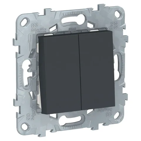 Выключатель Schneider Electric Unica, NEW 2-клавишный, схема 5, антрацит