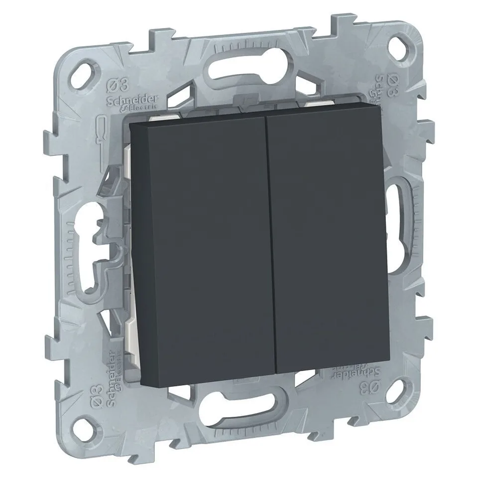 Выключатель Schneider Electric Unica, NEW 2-клавишный, схема 5, антрацит
