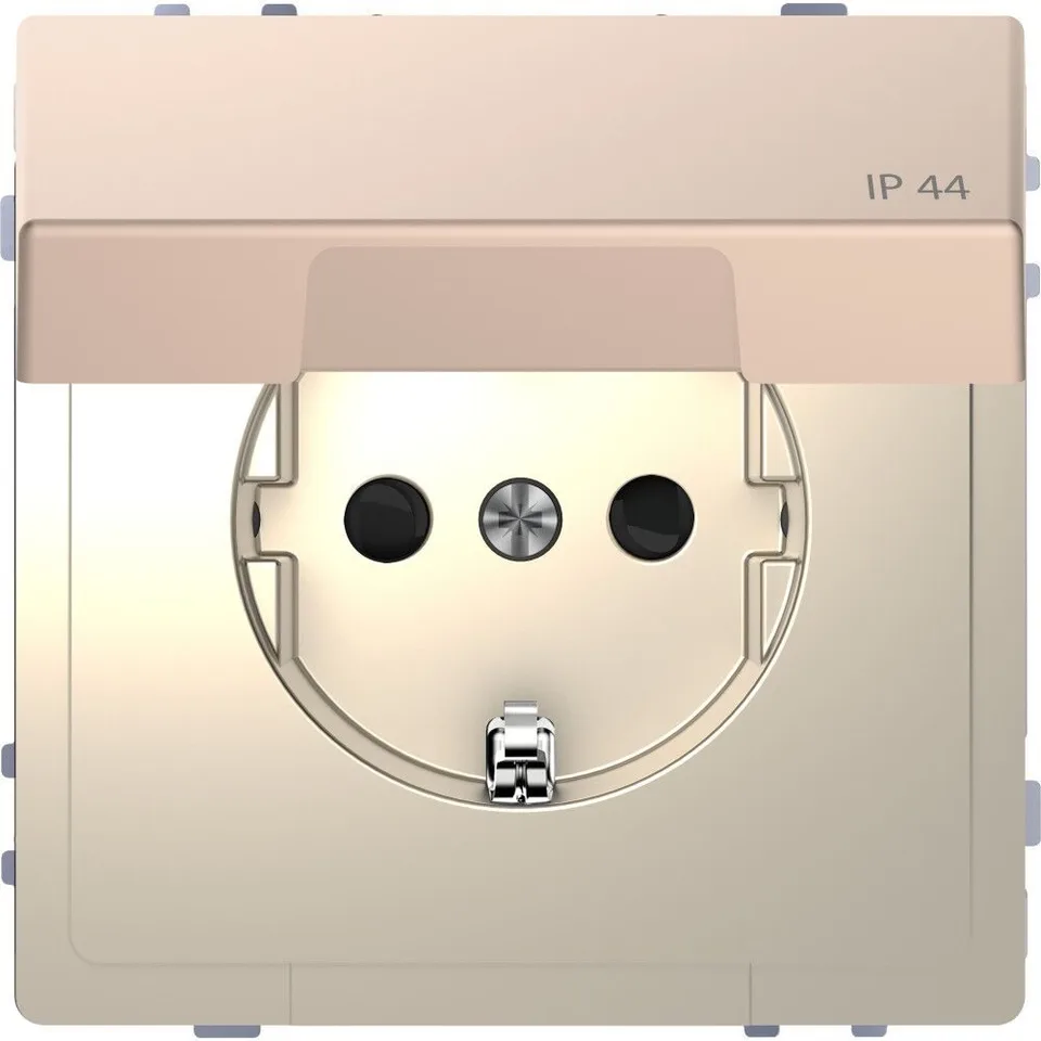 Розетка Schneider Electric D-Life, 16А с з/к и крышкой IP44, шампань, SD
