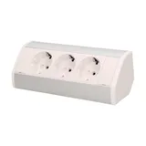Блок розеточный угловой, 3x2P+E со шторками, накладной, кабель 0,6м, 3680вт,пластик +металл, белый-алюминий