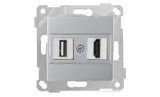 Rita - Розетка HDMI + USB Type A, для передачи данных, нерж. сталь