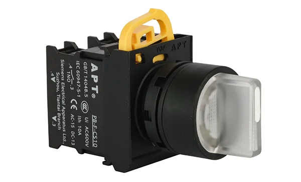 Переключатель PB3E, белый, I->0<-II, возврат, 2NO, 6A 230VAC/24VDC, с подсветкой без LED, 22mm, IP65