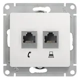 Компьютерная розетка Systeme Electric Glossa, двойная RJ11+RJ45, кат.5E, механизм, белый