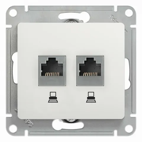 Компьютерная розетка Systeme Electric Glossa, 2-я комп. RJ45, 5E, мех, белый
