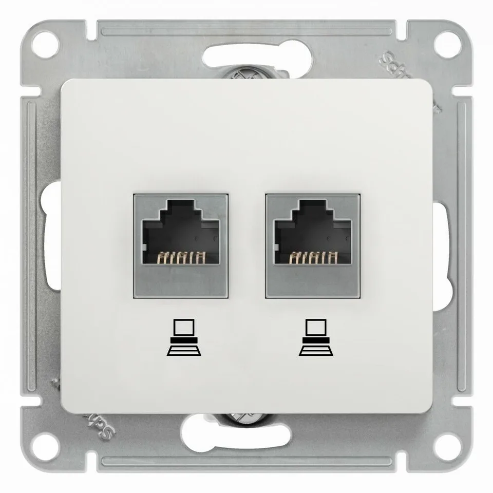 Компьютерная розетка Systeme Electric Glossa, 2-я комп. RJ45, 5E, мех, белый