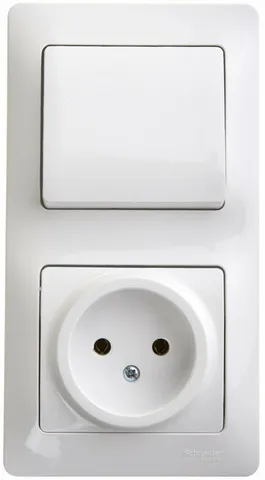 Блок Systeme Electric Glossa, : розетка + 1кл. выкл. бел