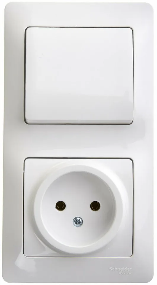 Блок Systeme Electric Glossa, : розетка + 1кл. выкл. бел