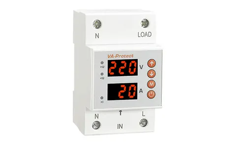 Реле контроля напряжения и тока RM-MVA/50 1NO+N, 50A, 220VAC, Umin(120_210V)/Umax(220_300V), Imin/Imax(16_50A), 0.1_0.5s/5_600s, LED-дисплей, 3M