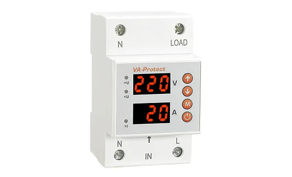 Реле контроля напряжения и тока RM-MVA/50 1NO+N, 50A, 220VAC, Umin(120_210V)/Umax(220_300V), Imin/Imax(16_50A), 0.1_0.5s/5_600s, LED-дисплей, 3M