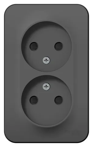 Розетка Systeme Electric Blanca, открытой установки двойная без заземления со шторками, 16А, 250В, антрацит