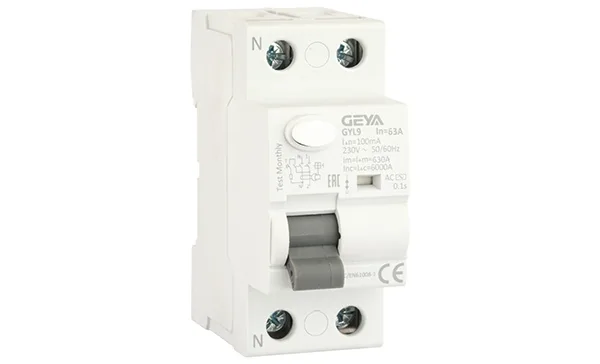 УЗО GYL9-2P-63A-100mA, 2P, 63A, 6 kA, 100mA, тип AC, 2M