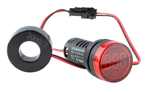 Индикатор тока светодиодный моноблочный AD116-22DSA, красный, 1-100A, 60-450VAC, IP44, 22mm
