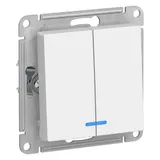 Выключатель Systeme Electric AtlasDesign, 2-клавишный с подсветкой, схема 5а, 10АХ, механизм, белый