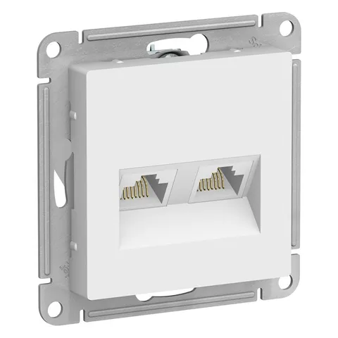 Компьютерная розетка Systeme Electric AtlasDesign, двойная RJ45+RJ45, кат.5E, механизм, белый