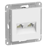 Компьютерная розетка Systeme Electric AtlasDesign, двойная RJ45+RJ45, кат.5E, механизм, белый