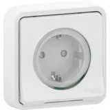Розетка Schneider Electric Mureva, S, с з/к. и шт., скрытой установки, белый, IP55