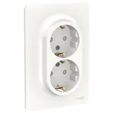 Розетка Schneider Electric Unica, NEW двойная, со шторками, с заземлением, винт. зажим., белый