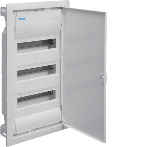 Щит встраиваемый VU36AT Hager Volta, 3 ряда, 36 (42) мод., металл. дверца, IP30, QuickConnect