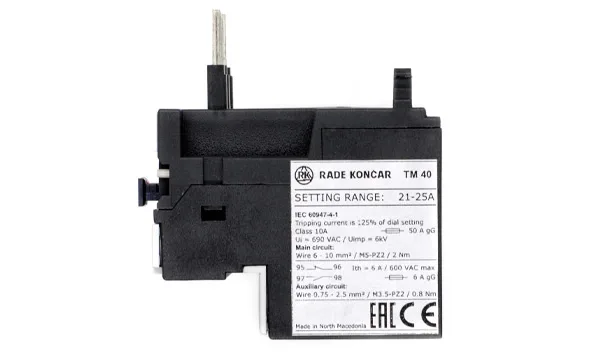Реле тепловой перегрузки TM 40 - 25A, It=21_25A, 1NO+1NC, CLASS 10A, в комплекте с расширительной клеммой, прямой монтаж для CNN 9_40