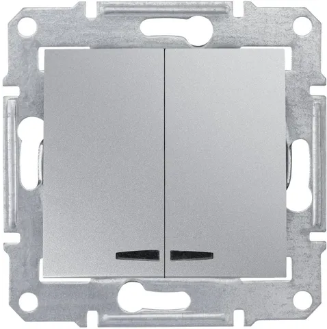 Выключатель Schneider Electric Sedna, выкл. 2кл. cx.5 с синей. подсветкой, алюм
