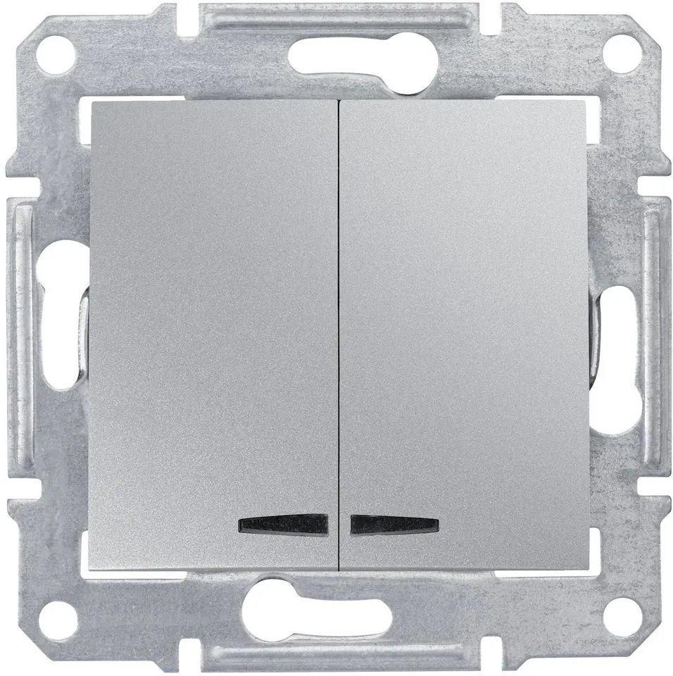 Выключатель Schneider Electric Sedna, выкл. 2кл. cx.5 с синей. подсветкой, алюм