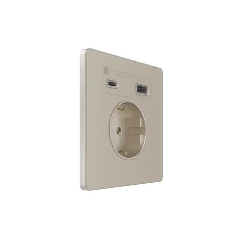 Розетка + USB Systeme Electric Infinity, скрытой установки с зк и зар. устр. А+С 20Вт (250В, 16А, защит. шторки), Песчаный берег