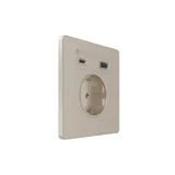 Розетка + USB Systeme Electric Infinity, скрытой установки с зк и зар. устр. А+С 20Вт (250В, 16А, защит. шторки), Песчаный берег
