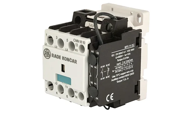 Контактор CNN 18 10, 3P, 18A/(30A по AC-1), 7.5kW(400VAC), 1NO, Uk=24VDC, Iвтяг=5,1А, Iудерж=0,12А