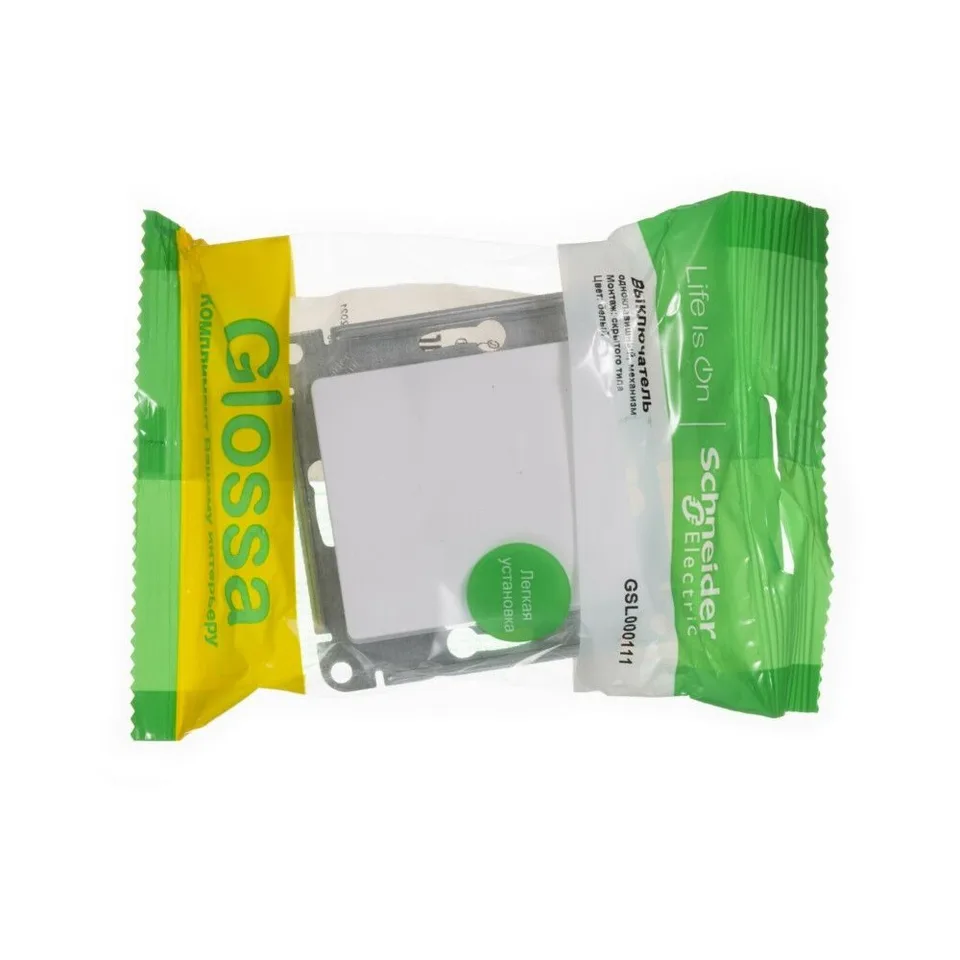 Выключатель Systeme Electric Glossa, 1-клавишный, схема 1, 10АХ, механизм, белый