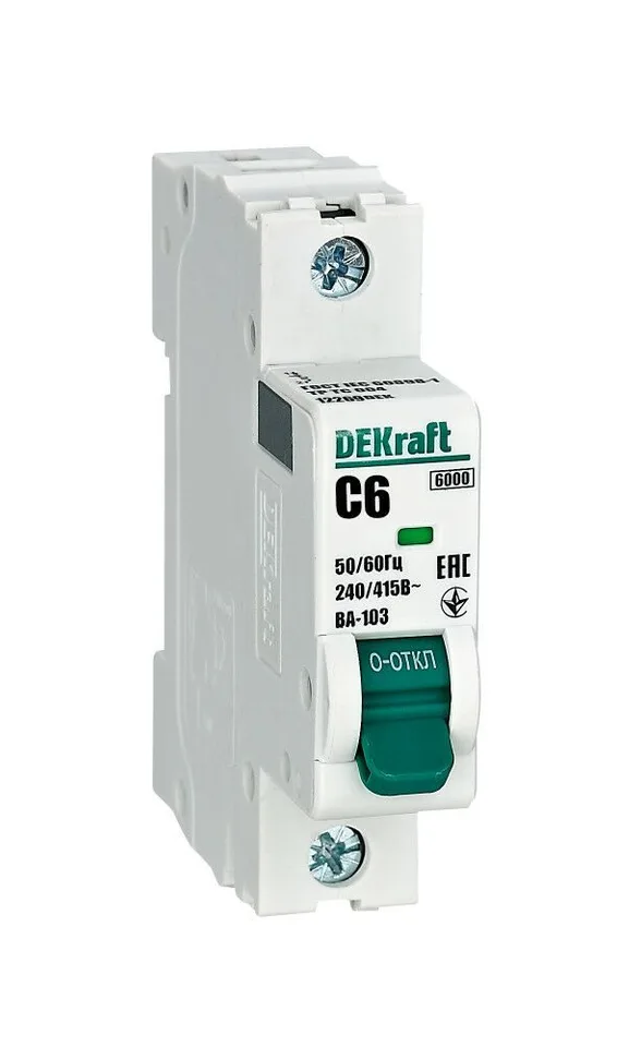 Автоматический выключатель DEKraft ВА-103 1P 6 А, хар-ка C, 6 кА