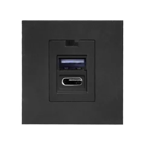 Noen - Розетка 2хUSB Type A + С, 2М, 5V, 2,1A, черная
