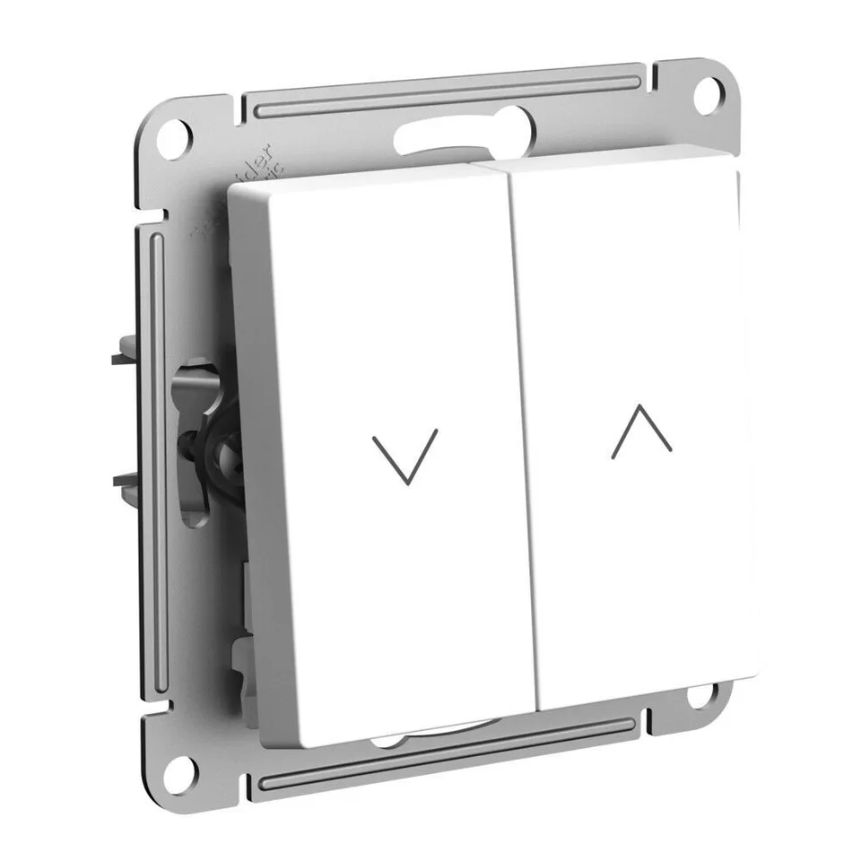 Выключатель для жалюзи Systeme Electric AtlasDesign, 2-клавишный, 10А, мех., белый
