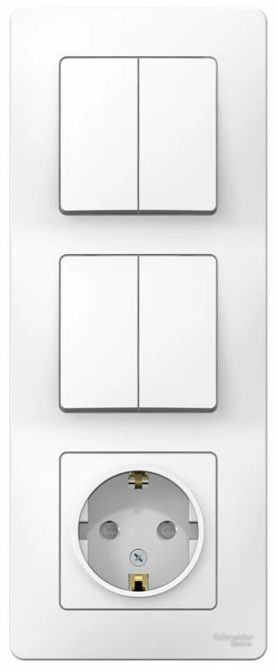 Блок Systeme Electric Blanca, скрытой установки : розет з/к шт 16А, 250В+выкл 2кл.+выкл 2кл. белый