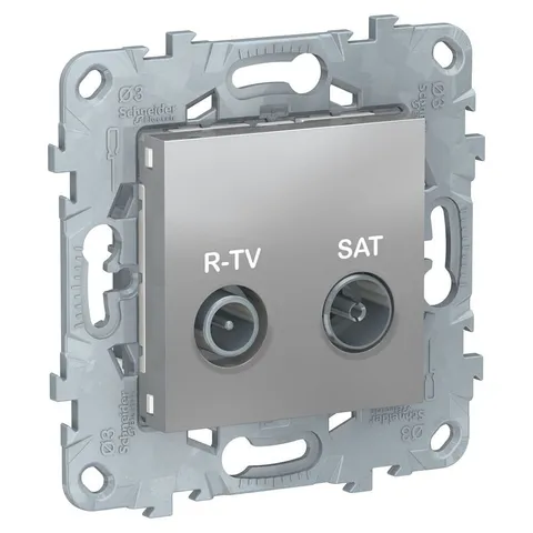 Розетка ТВ Schneider Electric Unica, NEW R-TV/SAT, оконечная, алюминий