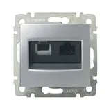 Valena - Розетка двойная RJ 45 кат. 5е UTP + RJ 11, алюминий