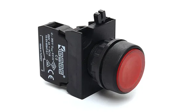 Кнопка CP, красная, без фиксации, плоская, 1NC, 4A 230V AC15, 22mm, IP65