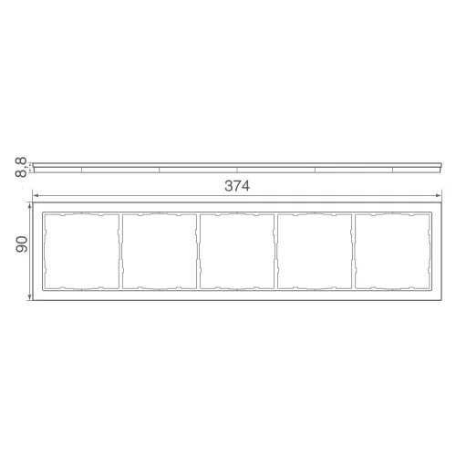 Рамка 5-я черное стекло, серия R98 Glass