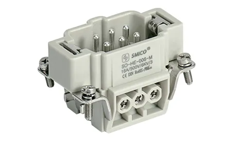 Вставка контактная, размер H6B, тип вилка, 6P+PE, 16A, 500V, винтовой зажим