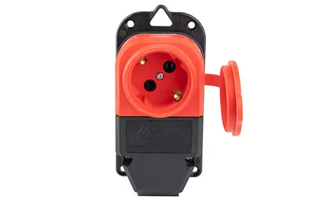 Tena - Розетка 2P+E c крышкой, IP44, моноблок, красный
