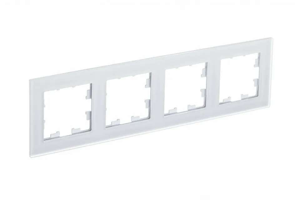 Рамка Systeme Electric AtlasDesign, 4-постовая, матовое стекло белый