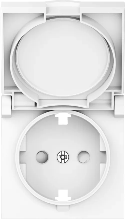Накладка для розетки Schuko с заземлением, с крышкой, 16A 250 В~, глянцевый белый, серия A07